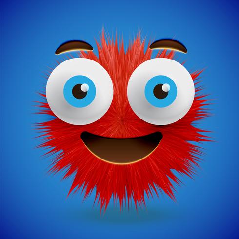 High-detailed 3D fur smiley emoticon, vector illustration