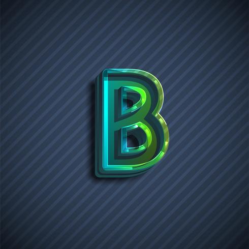 Glassy 3D font character, vector illustration