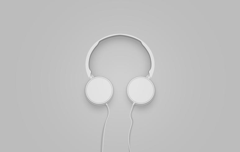 Realistic 3D grey headphones with wires vector