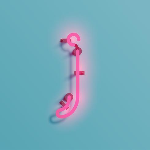 Realistic neon character from a typeset, vector