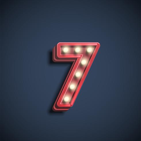 Realistic number character with lamps, vector illustration