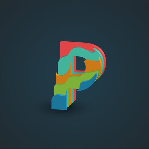 3D colorful layered character from a fontset, vector