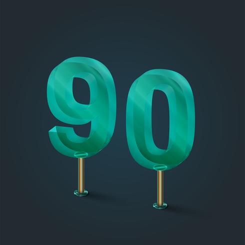 Number made by glass, vector