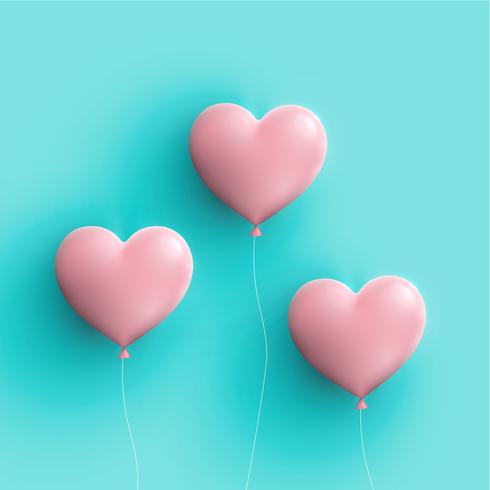 Pastel coloured 3D hearts, vector illustration