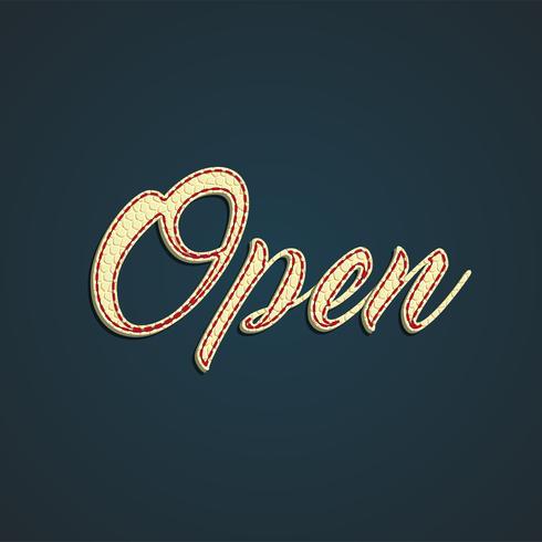 'Open' leather sign, vector illustration