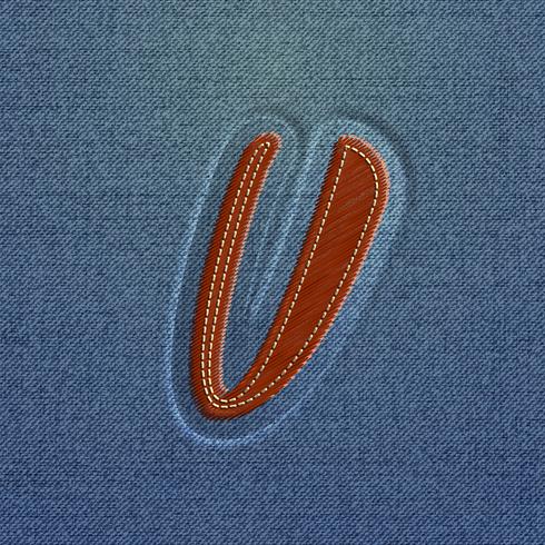 Character made by denim, from a typeface, vector