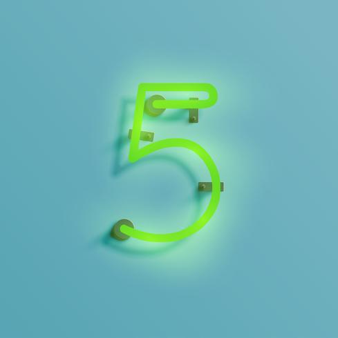 Realistic neon character from a typeset, vector