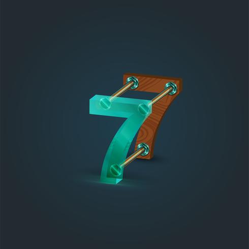 Number made by glass and wood, vector