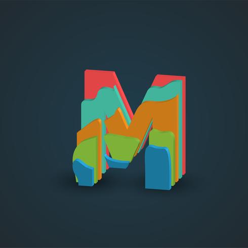 3D colorful layered character from a fontset, vector