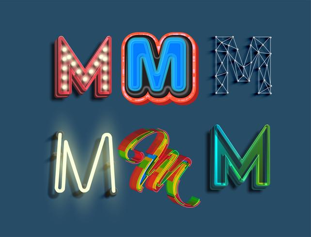 A character set of 6 different styled font, vector