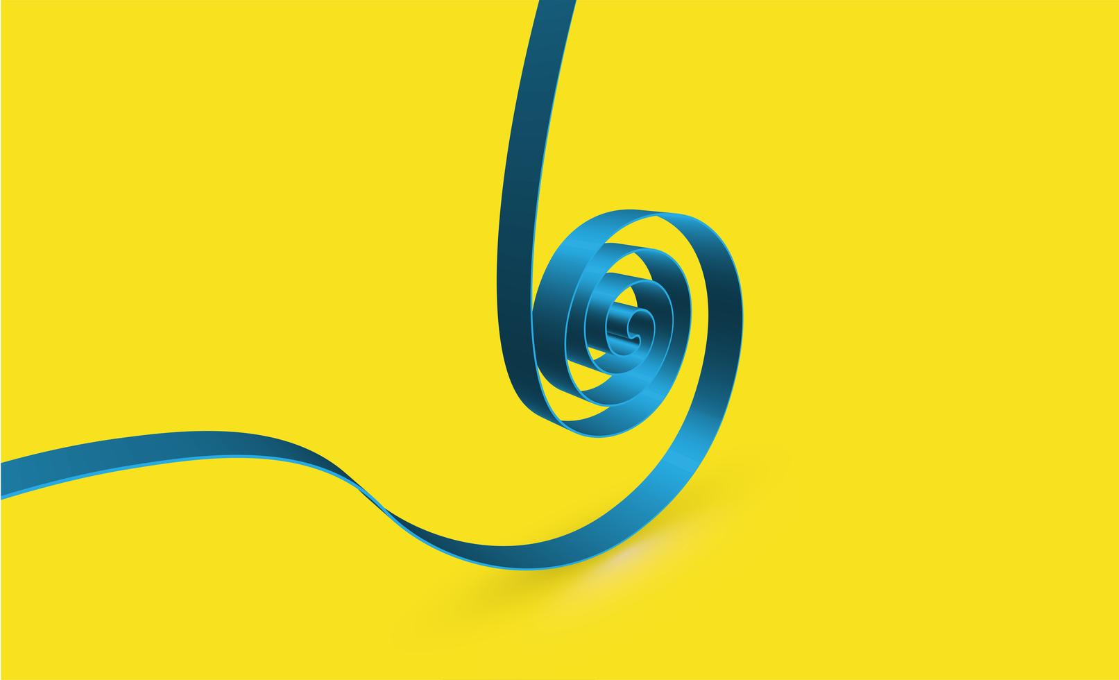 Blue swirly ribbon on yellow background, vector 316551 Vector Art at