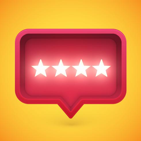 Glowing rating stars in speech bubble, vector illustration