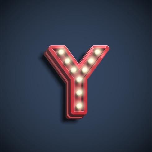 Realistic font character with lamps, vector illustration