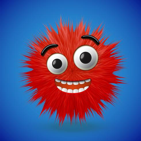 High-detailed 3D fur smiley emoticon, vector illustration