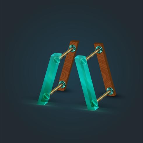 Character made by glass and wood, vector