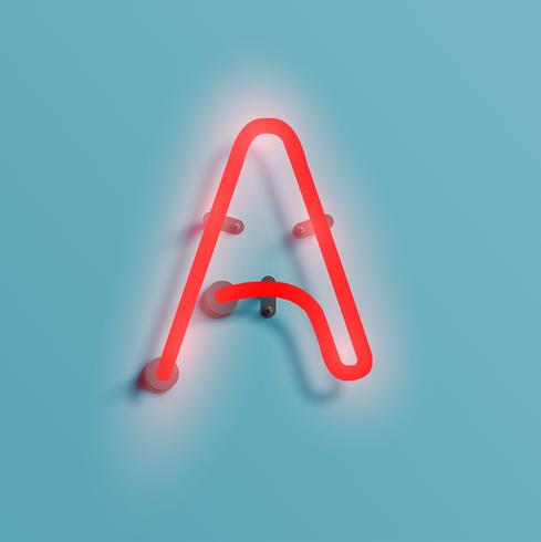 Realistic neon character from a typeset, vector