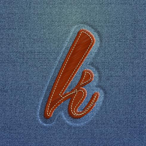 Character made by denim, from a typeface, vector