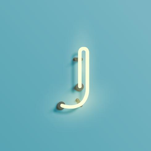 Realistic neon character from a fontset, vector