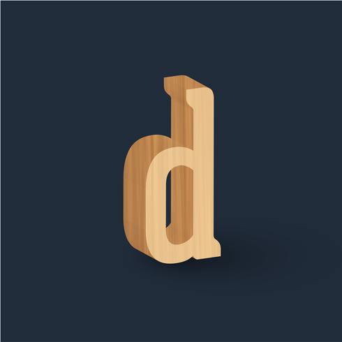 Carácter de fuente de madera 3D, vector