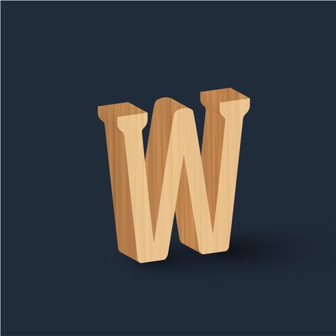 3D wood font character, vector