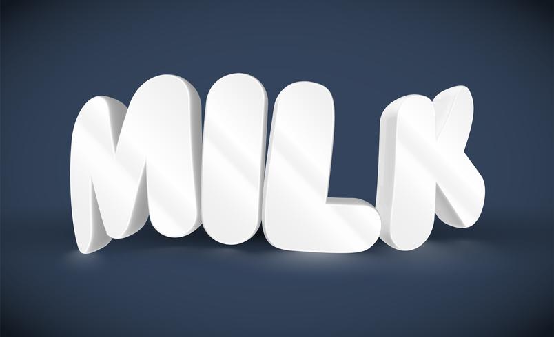 3D typography - milk, vector