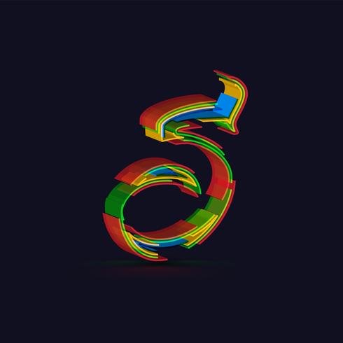 3D colorful character from a fontset, vector