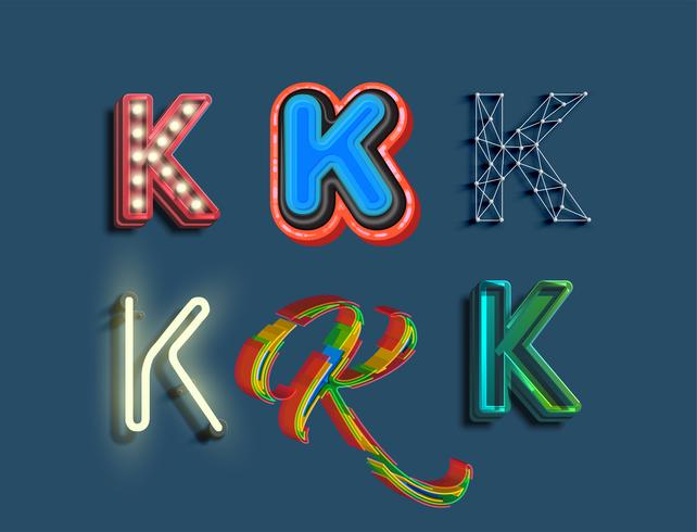 A character set of 6 different styled font, vector