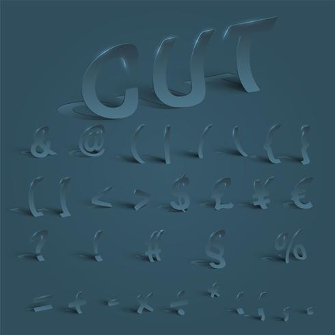 3D cutout blue typeset, vector