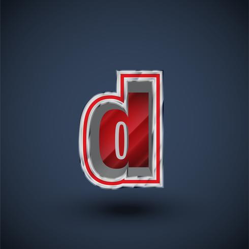 3D red steel font character, vector