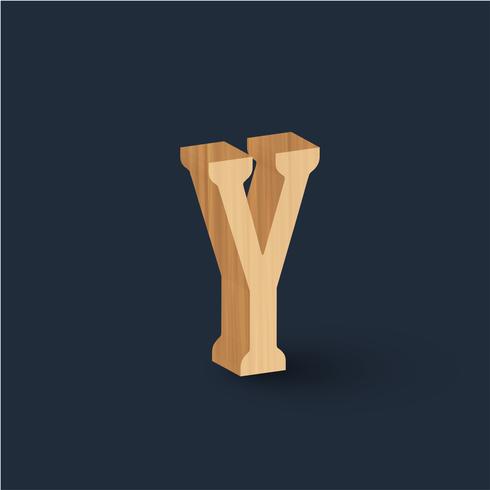 3D wood font character, vector