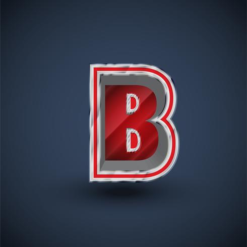 3D red steel font character, vector