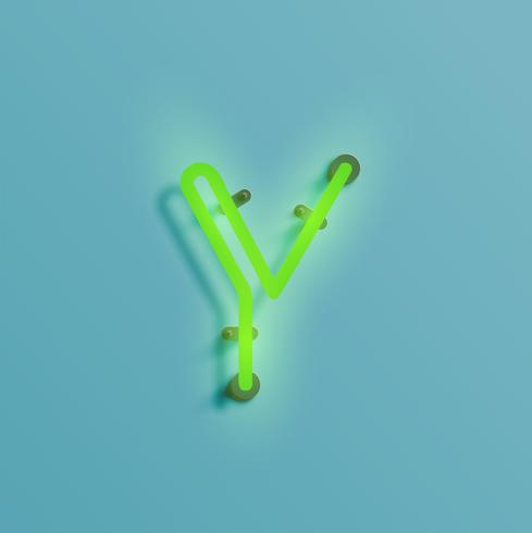 Realistic neon character from a typeset, vector