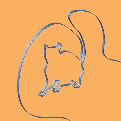 Realistic ribbon shapes an animal, vector illustration