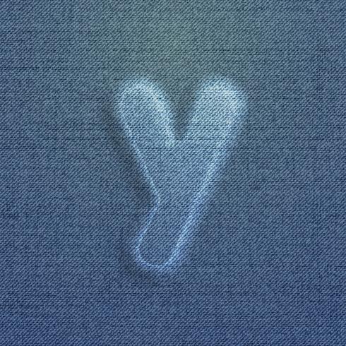 Character made by denim, from a typeface, vector