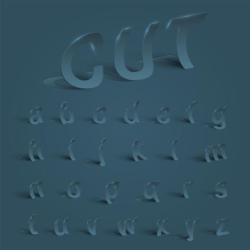 3D cutout blue typeset, vector