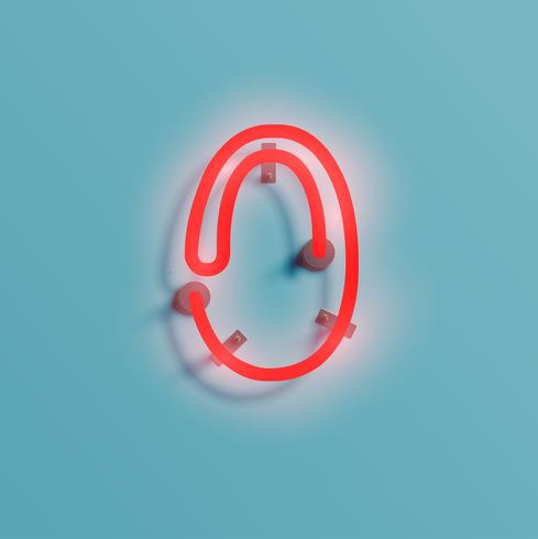 Realistic neon character from a typeset, vector