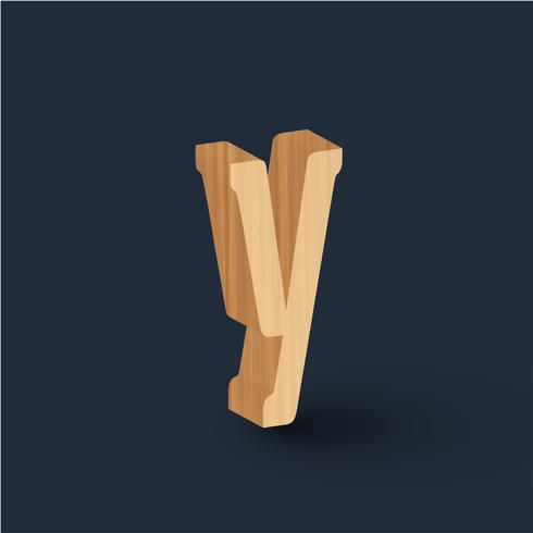 3D wood font character, vector