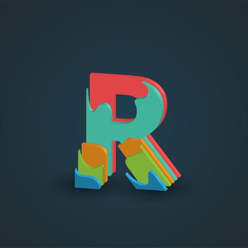 3D colorful layered character from a fontset, vector