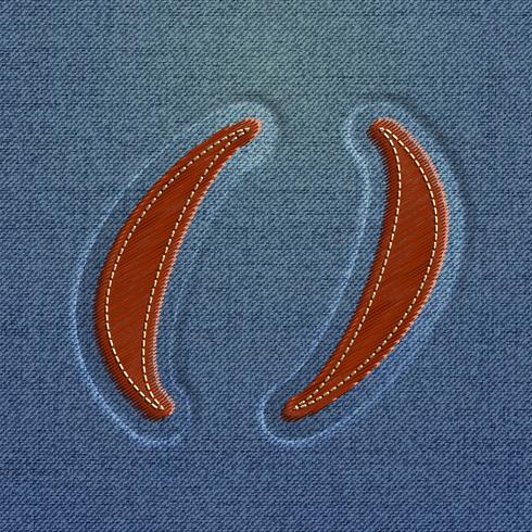 Character made by denim, from a typeface, vector