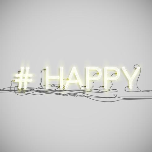 Realistic neon hashtag  word, vector illustration