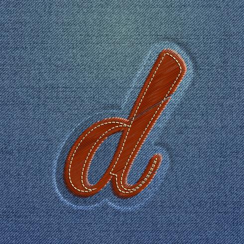 Character made by denim, from a typeface, vector
