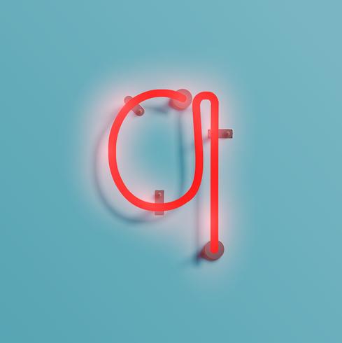 Realistic neon character from a typeset, vector