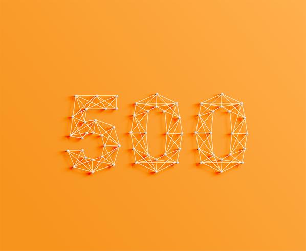 A number made by pins and lines, 3D and realistic, vector