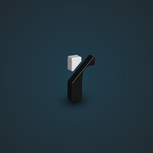 3D black and white character from a font set, vector illustration