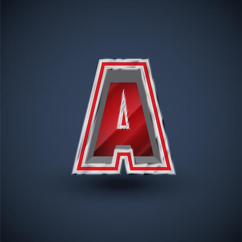 3D red steel font character, vector