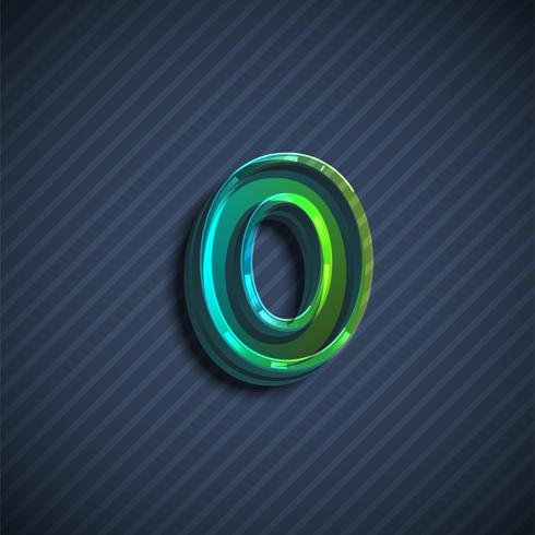 Glassy 3D font character, vector illustration
