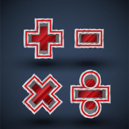 3D red steel font character, vector