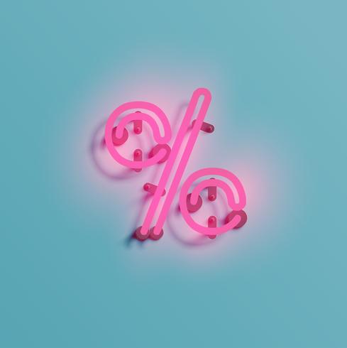 Realistic neon character from a typeset, vector