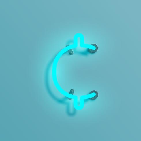 Realistic neon character from a typeset, vector