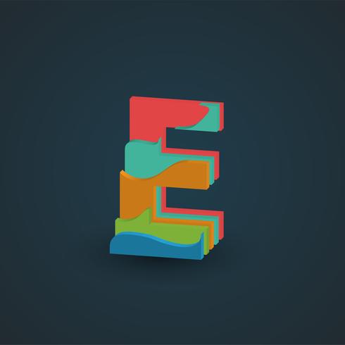3D colorful layered character from a fontset, vector